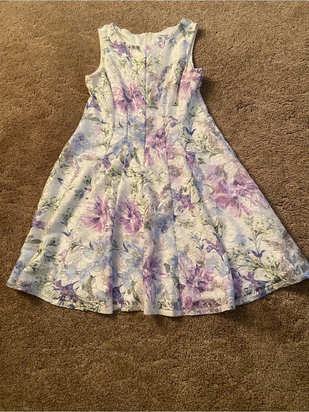 Studio One Lavender and Blue Floral Fit-&-Flare Dress